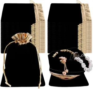 50PCS Jewelry Bags with Gold-Tipped Rim 5x6'' Velvet Bags with Drawstrings Quick and Secure Small Drawstring Pouch for Jewelry Gifts Collectibles and Dried Fruits Small Drawstring Pouch Small Jewelry