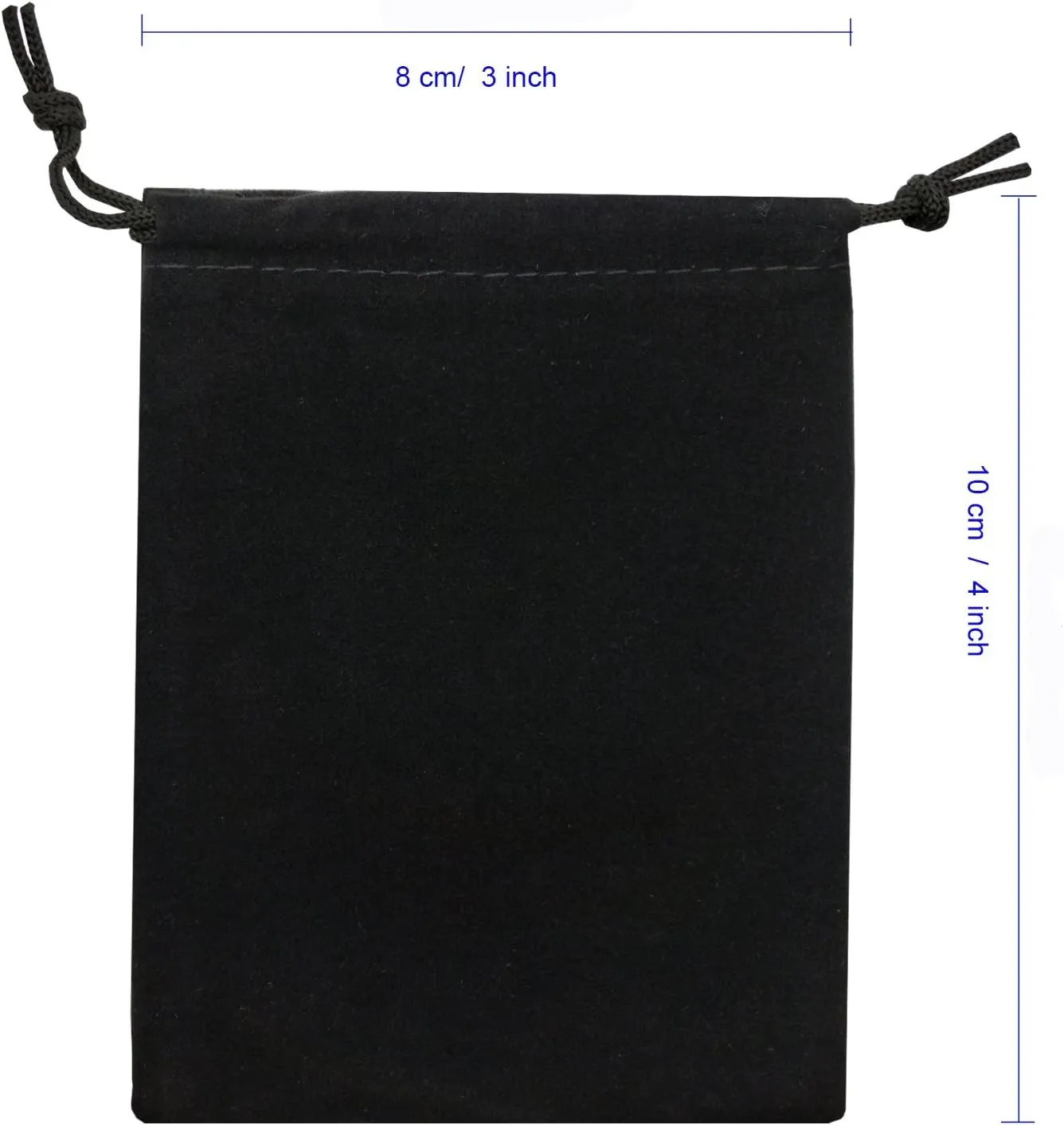 50pcs Velvet Drawstring Bags Jewelry Bags Pouches (black, 3X4'')