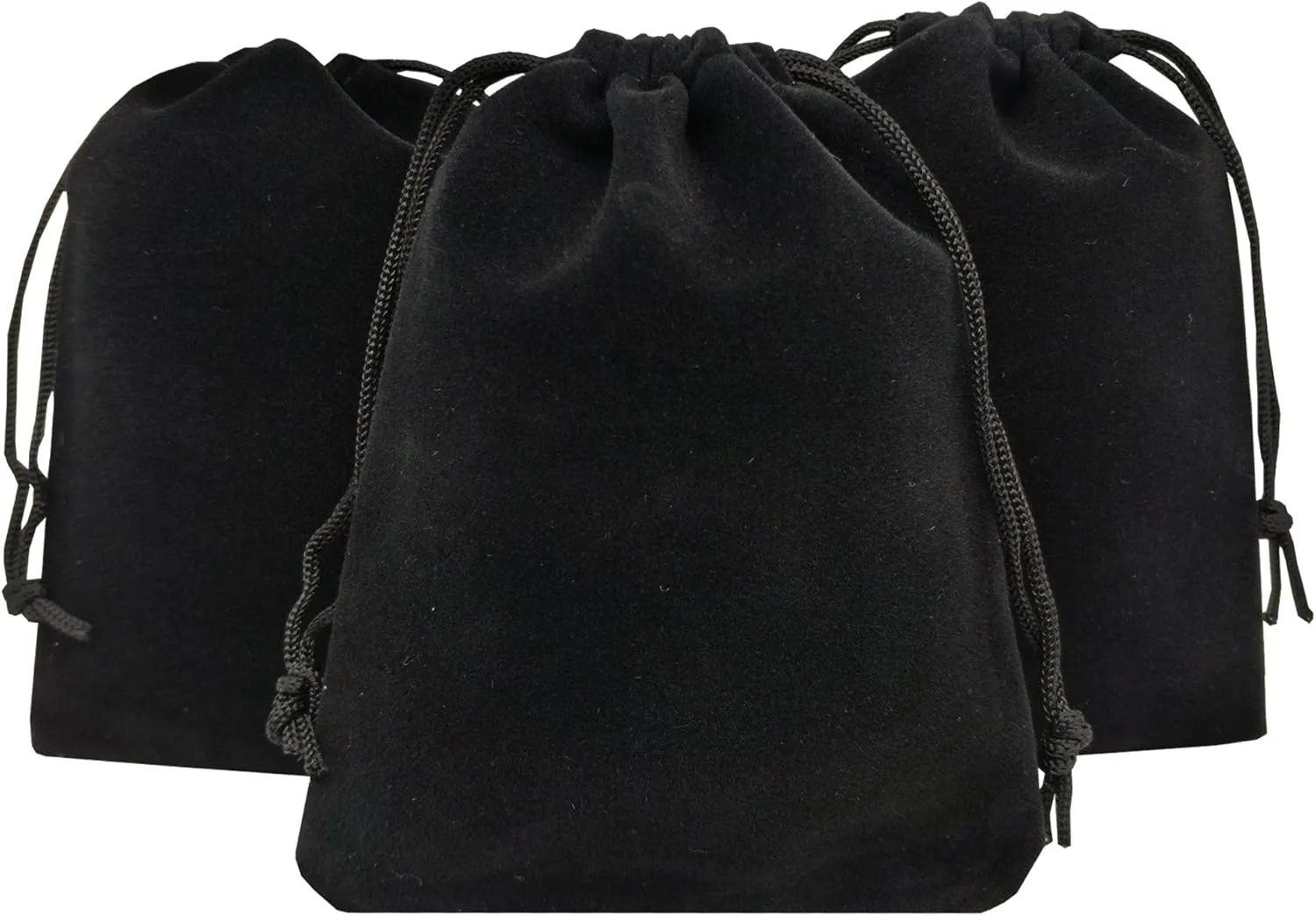 50pcs Velvet Drawstring Bags Jewelry Bags Pouches (Black, 4" X 4.7")