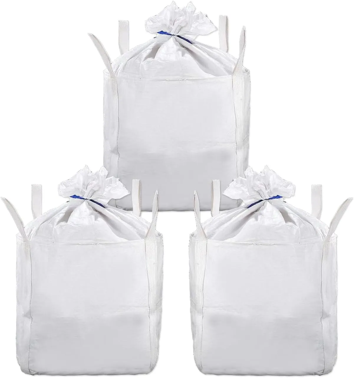 66 Gallon FIBC Bulk Bag 3 Pack, 1 Ton Bags, 24"L x 24"W x 28"H 2200lbs, Skirt Top Cross Bottom, Heavy Duty Dumpster Bag Bulk for Construction Gardon