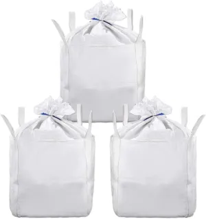 66 Gallon FIBC Bulk Bag 3 Pack, 1 Ton Bags, 24"L x 24"W x 28"H 2200lbs, Skirt Top Cross Bottom, Heavy Duty Dumpster Bag Bulk for Construction Gardon