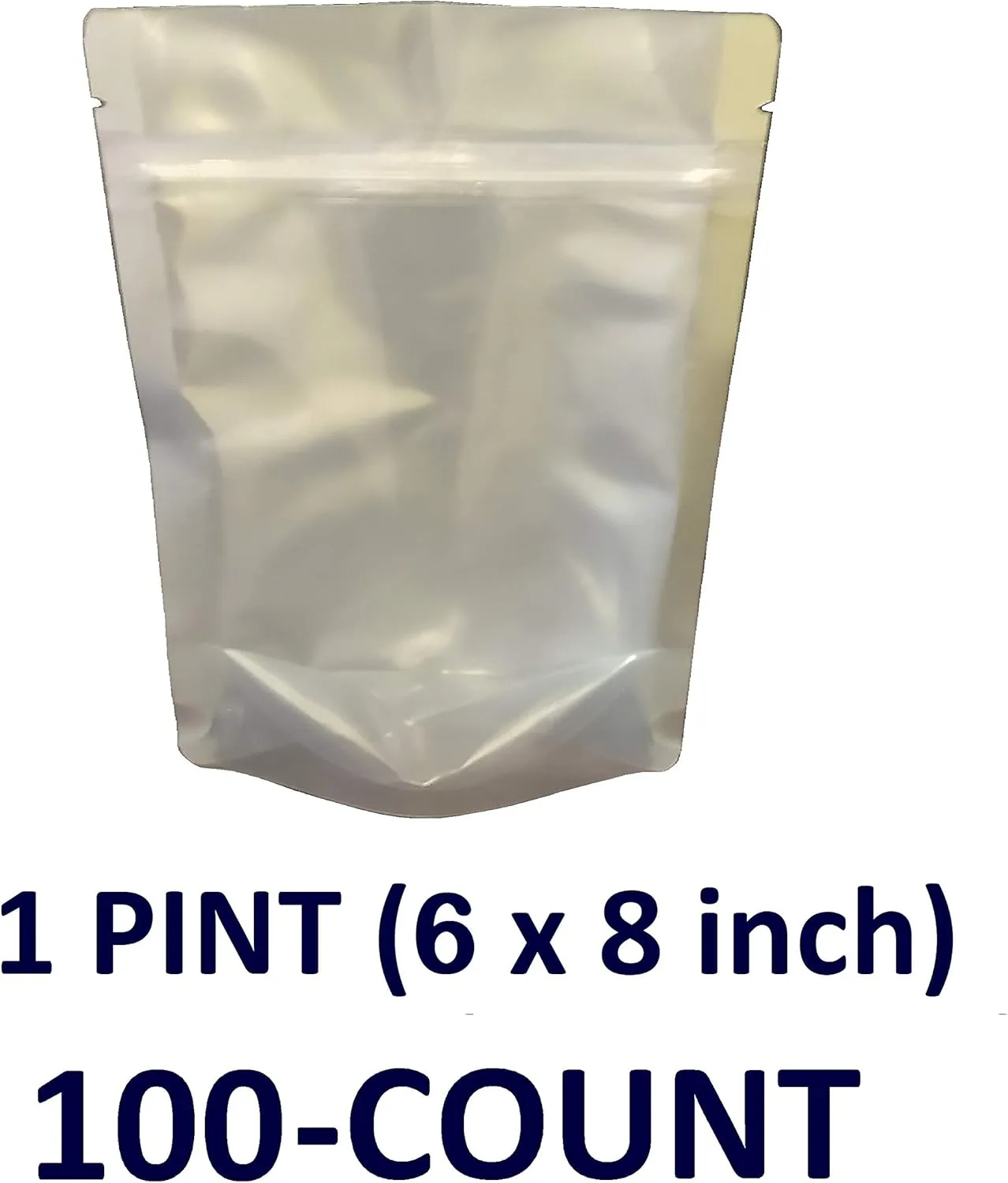 7 Mil Clear Front Mylar Bags Stand Up Gusseted Pouch in Multiple Sizes (100, 1 PINT 6 x 8 inch)
