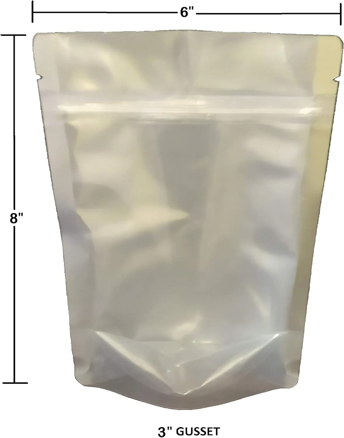 7 Mil Clear Front Mylar Bags Stand Up Gusseted Pouch in Multiple Sizes (100, 1 PINT 6 x 8 inch)