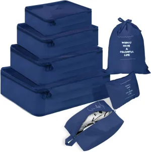 7-Piece Set Packing Cubes for Suitcases - Travel Essentials Bag Organizers for Carry On - Luggage Organizer Bags for Travel Accessories in 4 Sizes (XL, L, M, S) (Navy blue)