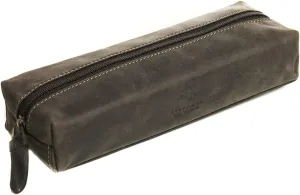 731 Hunter Distressed Leather Pencil Case/Small Travel Makeup Cosmetic Bag/Toiletry Case/Supply Holder (Brown)