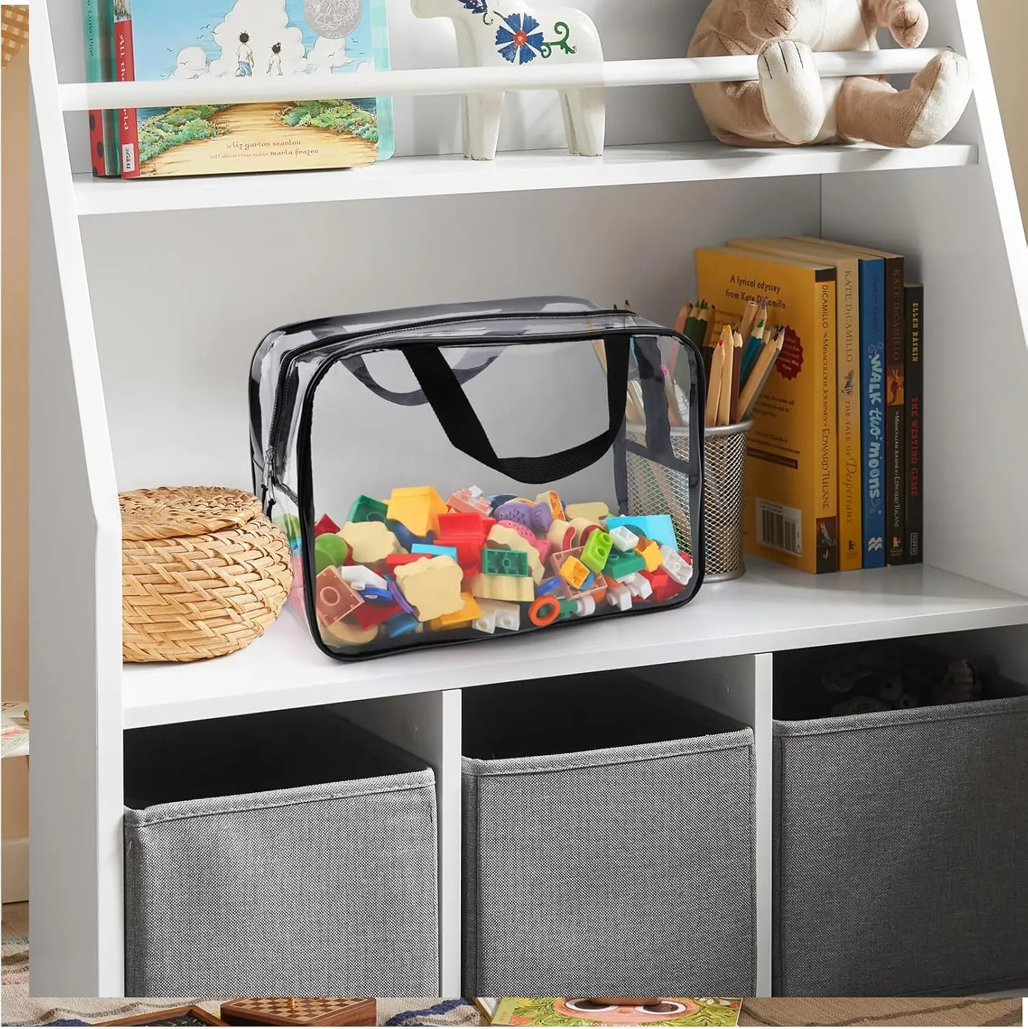 8 Packs Large and Small Toy Storage Bags, Reusable Clear PVC Board Game Storage, Toy Storage Organizer Bags with Zipper for Building Blocks, Puzzle and Handmade Accessories, Clear Toiletry Bag