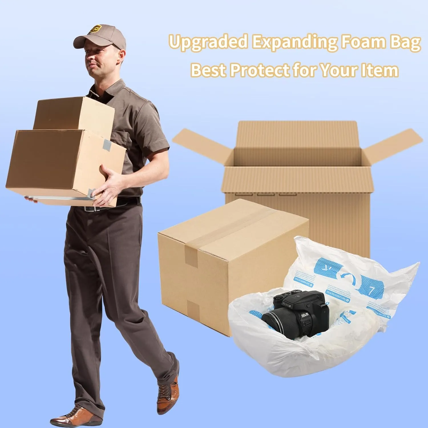8 Pcs 14”x16” Expanding Foam Packaging for PC & Irregular-Shaped Items - Shockproof Expandable Packing Foam, Protective Computer Shipping Material for Electronics & Fragile Devices