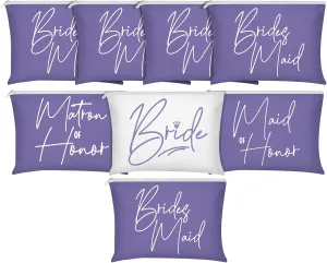 8 Pcs Bridesmaid Makeup Bag Matron of Honor Gifts Bridal Bag for Bridal Wedding Party Gift(Warm Pattern)