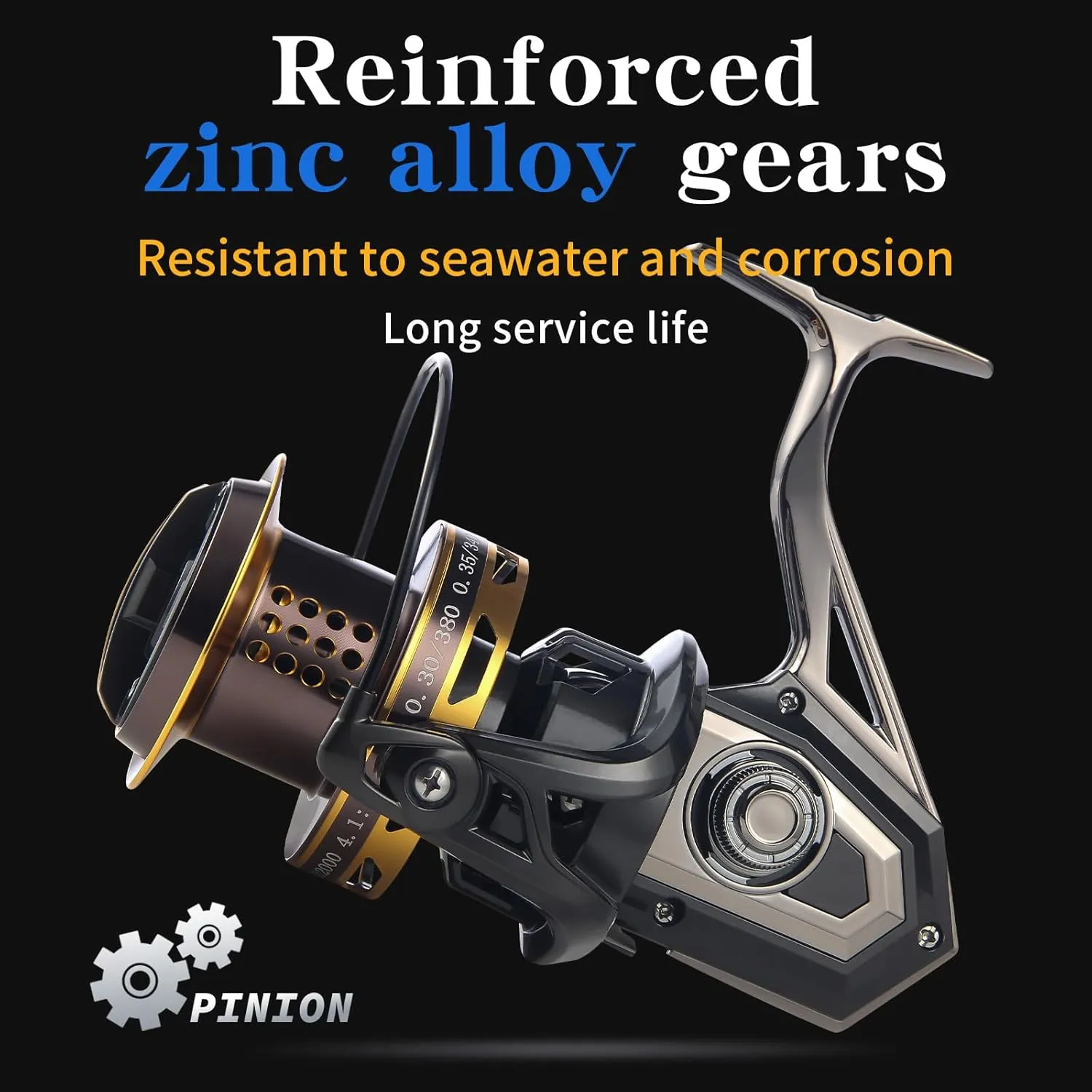 8000/10000/12000 Big Game Surf Spinning Fishing Reel,20KG Drag Power. Backlash-Free Bearings,Metal Reel Seat,Zinc Alloy Gear for Saltwater Inshore and Offshore Fishing