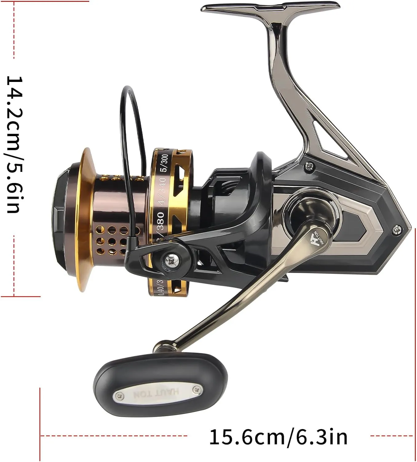 8000/10000/12000 Big Game Surf Spinning Fishing Reel,20KG Drag Power. Backlash-Free Bearings,Metal Reel Seat,Zinc Alloy Gear for Saltwater Inshore and Offshore Fishing
