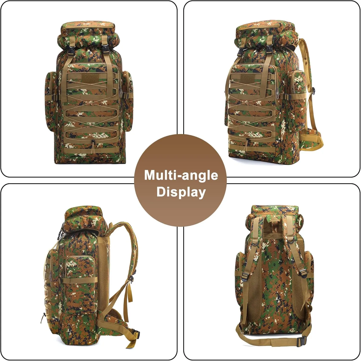 80L Outdoor Camping Backpack for Men Women, Large Capacity Polyester Tactical Rucksack Hiking Travel Duffel Bags (Black)