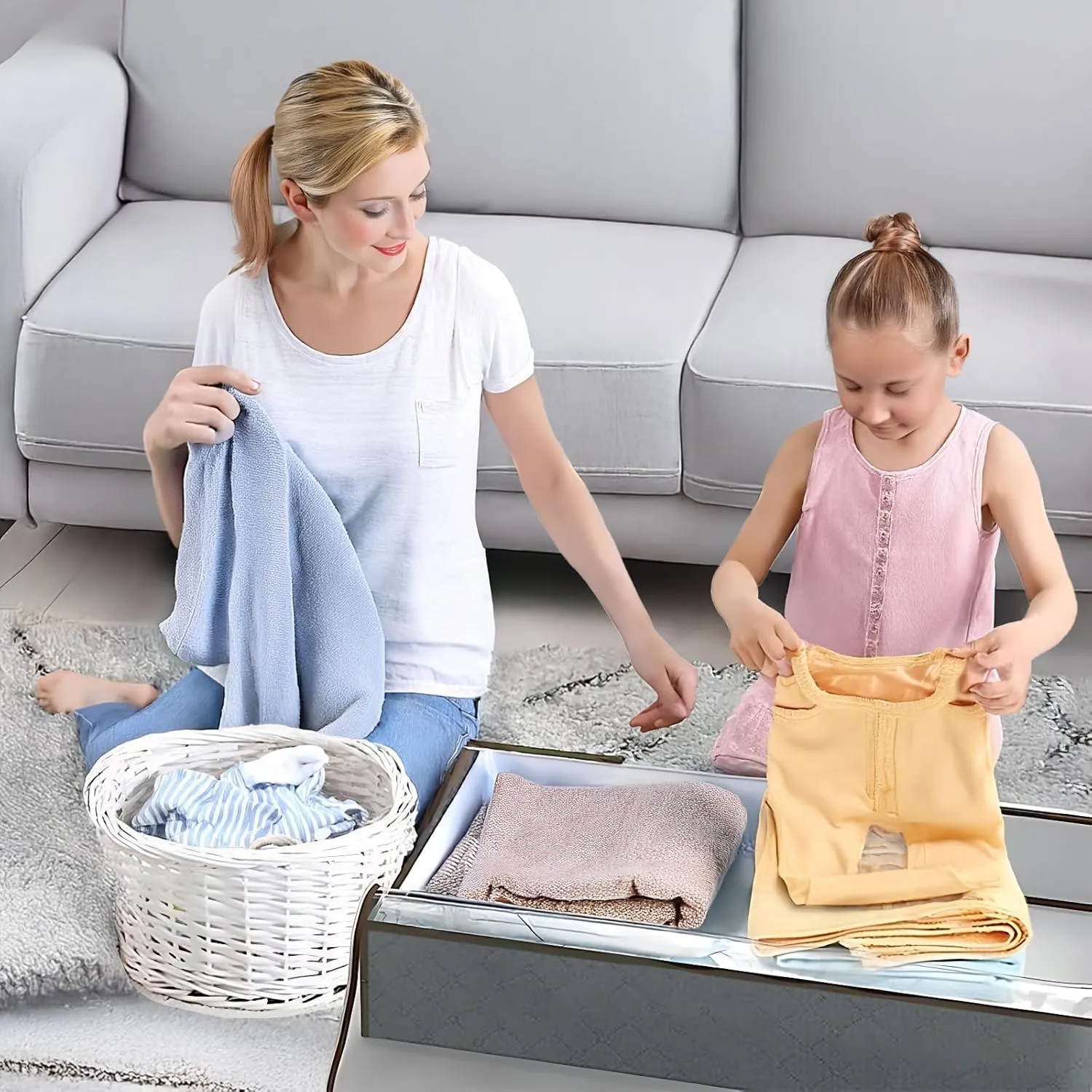 90L Under Bed Storage Containers, Closet Organizers and Storage Bins, Foldable Underbed Storage Bags for Blankets, Towels, Comforter, Sweaters, Linen Sheets, Wrapping Paper (Grey, 4 Pack)