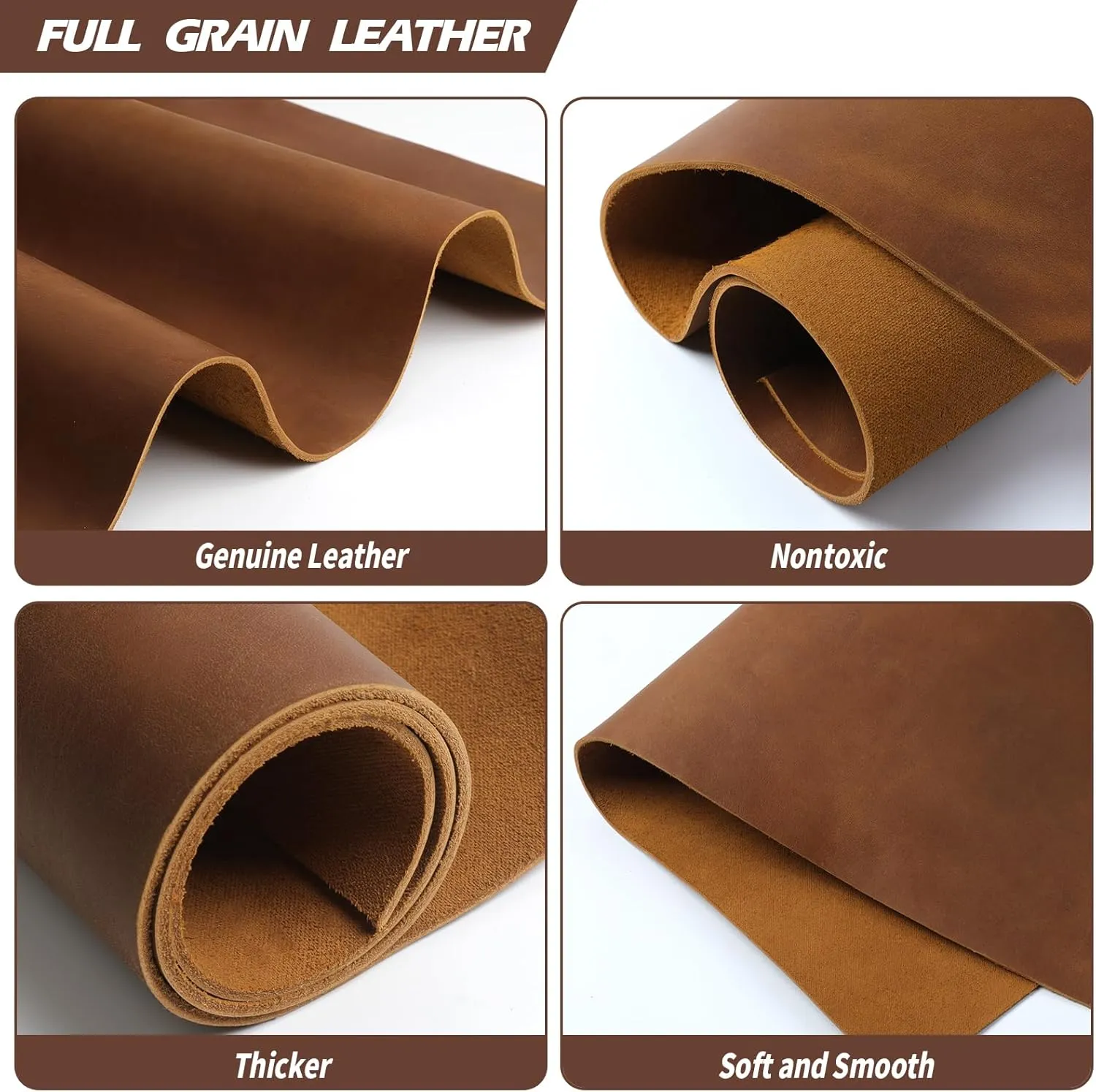 9"x12" Tooling Square 1.8-2.0MM Thick Genuine Top Full Grain Leather Leather Sheets for Crafts Tooling Sewing Crazy Horse Cowhide