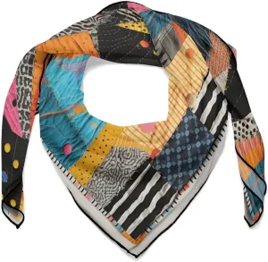 A Colorful Quilt Silk Scarf Head Scarf 27 X 27 Inch Neck Scarf for Women Hair Scarf for Sleeping Hair Wrapping at Night Square Scarves