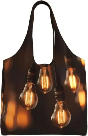 A row of bulbs. Printed canvas bag-suitable for shopping bags, fashionable women's bags