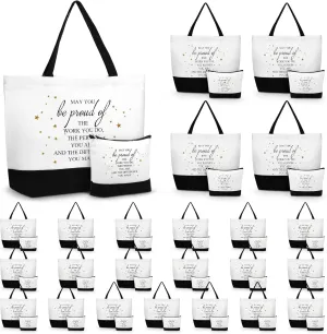 Abbylike 48 Pcs Appreciation Gift Bag Bulk Women Thank You Canvas Tote Cosmetic Bags for Employee Coworker Teacher Nurse