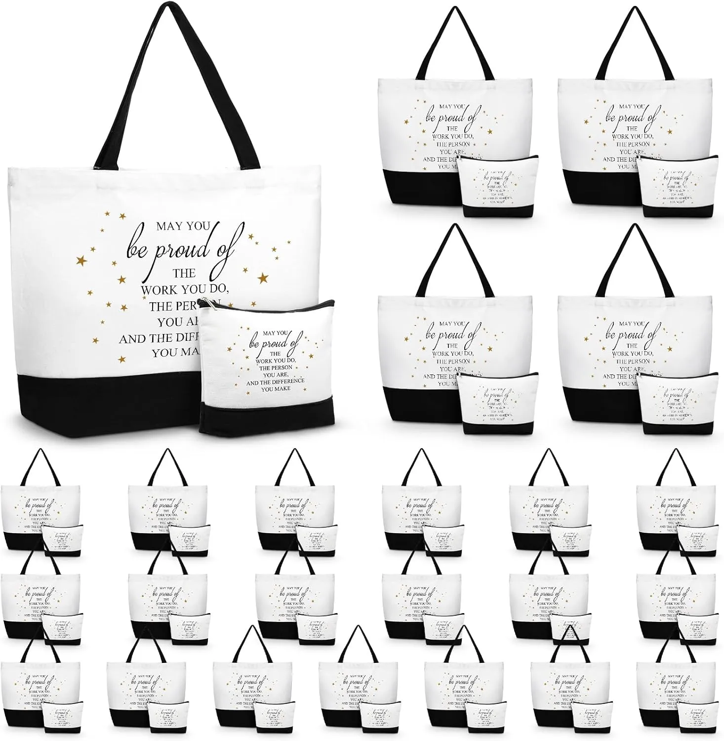 Abbylike 48 Pcs Appreciation Gift Bag Bulk Women Thank You Canvas Tote Cosmetic Bags for Employee Coworker Teacher Nurse