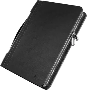 ABC life Zipper Portfolio Binder Organizer, Faux Leather Executive Padfolio with Removable 3 Ring Binder and Letter Size Writing Pad, Notepad Folder for Resume, Documents, Phone, Business Cards