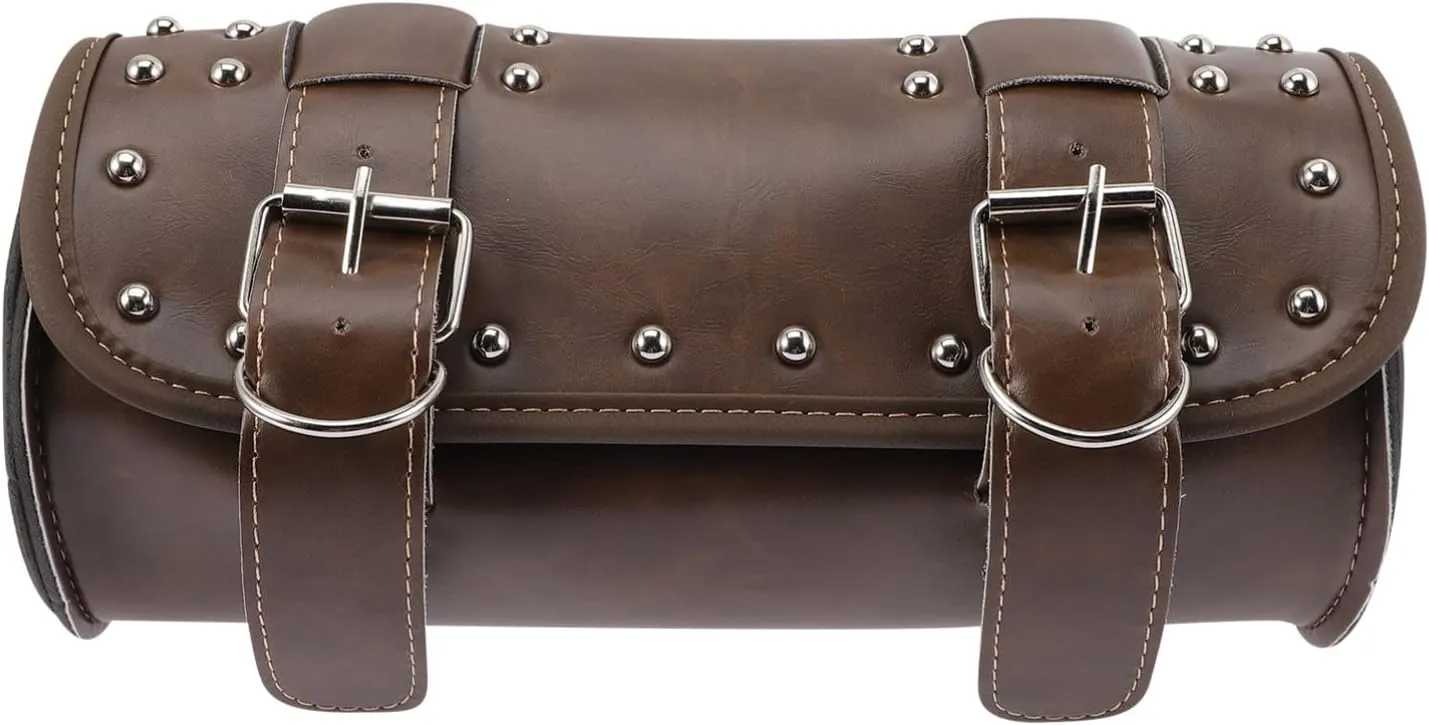 ABOOFAN Motorcycle Leather Handlebar Tool Bag Elegant Motorbike Pouch Organizer for Convenient Access Easy Installation present for Motorcycle Enthusiasts