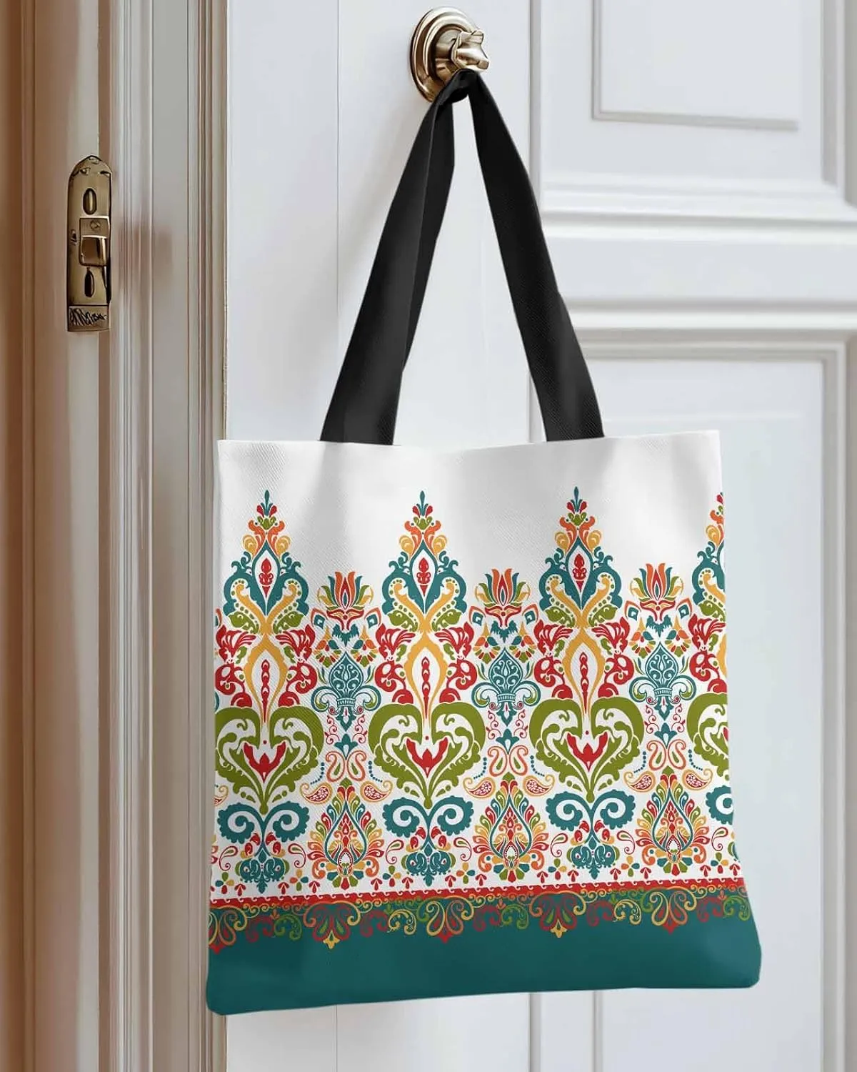 Abstract Canvas Tote Bag Floral Fruit Reusable Grocery Shopping Bags Cute Animals Shoulder Bag for Gym Work