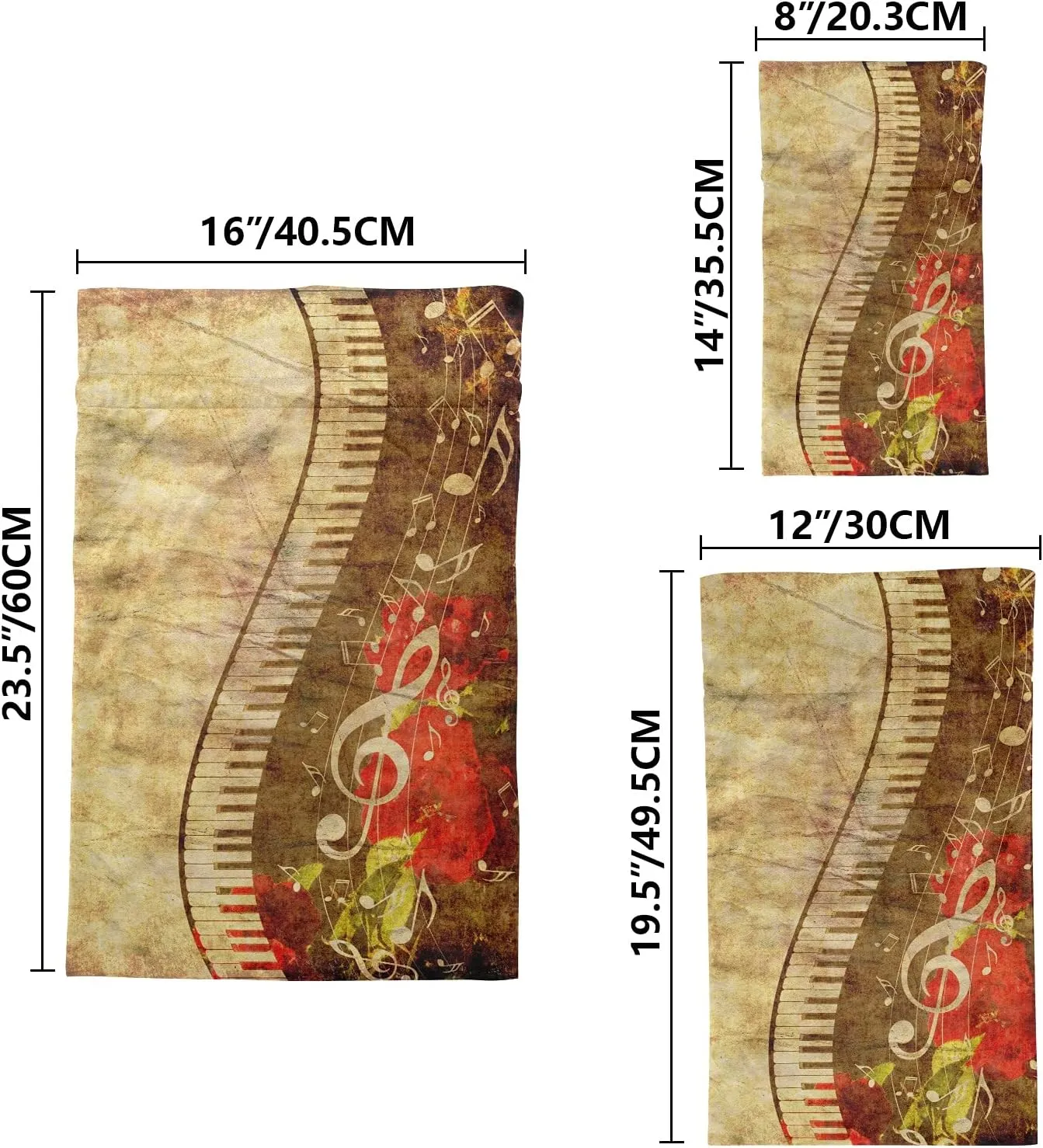 Abstract Musical Motes 3 Pack Christmas Gift Bags, Drawstring Xmas Bag, Gift Wrapper Bag for Holiday and Parties
