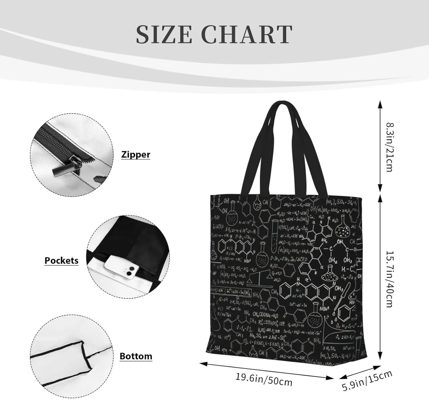 Abstract Science Chemistry Illustration 3d Duty Reusable Shopping One-Shoulder Bags – Large Tote Bags Are Foldable