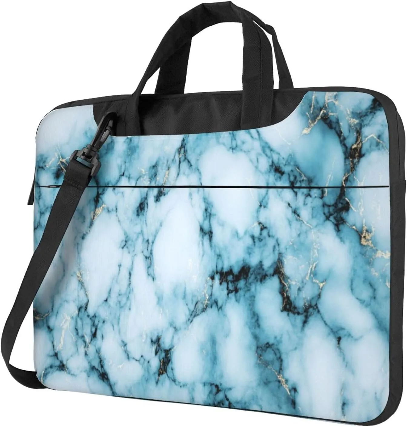 Abstract White Marble with Black Veins Laptop Bag Laptop Case 15.6 Inch Computer Bags Padded Sleeve Cover for Women Men