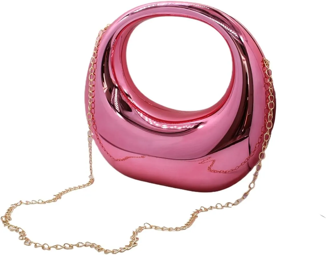 Acrylic Evening Clutch Purse Top-handle Moon Hobo Bag, Elegant Marble Handbag for Wedding Cocktail Party