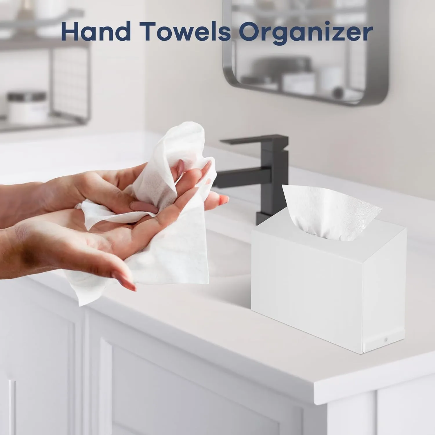 Acrylic Hand Towel Box Cover Compatible with Kleenex Disposable Hand Towels Wall-Mounted Paper Towel Dispenser Suitable for Tabletop, Bathroom, Car, and Office Use (Glossy White)