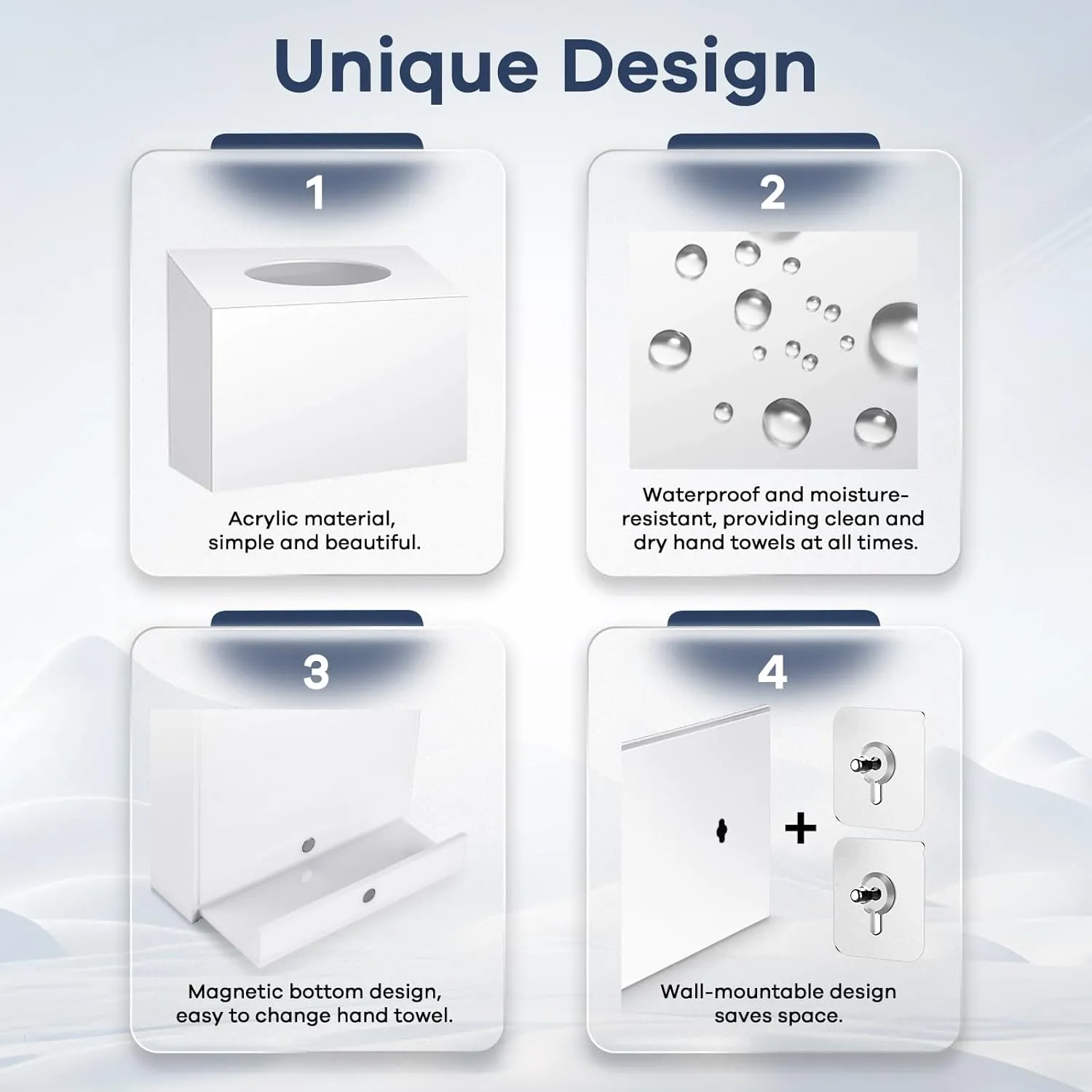 Acrylic Hand Towel Box Cover Compatible with Kleenex Disposable Hand Towels Wall-Mounted Paper Towel Dispenser Suitable for Tabletop, Bathroom, Car, and Office Use (Glossy White)