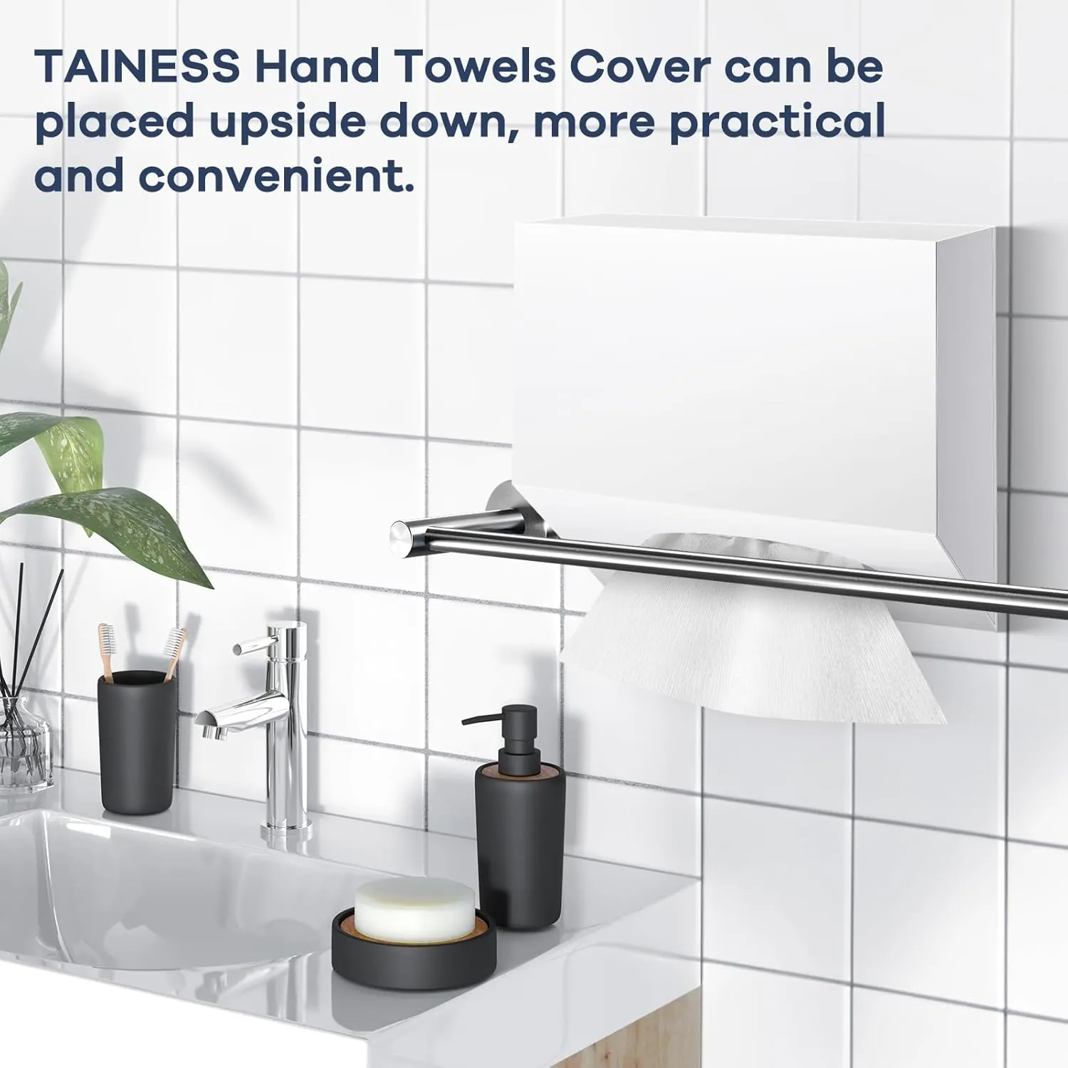 Acrylic Hand Towel Box Cover Compatible with Kleenex Disposable Hand Towels Wall-Mounted Paper Towel Dispenser Suitable for Tabletop, Bathroom, Car, and Office Use (Glossy White)