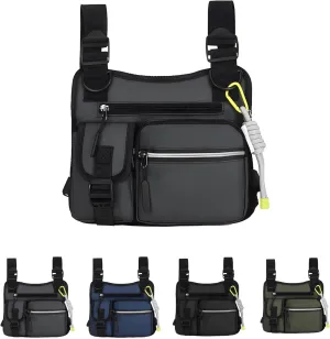 Adjustable Chest Bag for Men - Waterproof Hiking Climbing Backpack with Anti-Theft Design (Grey)