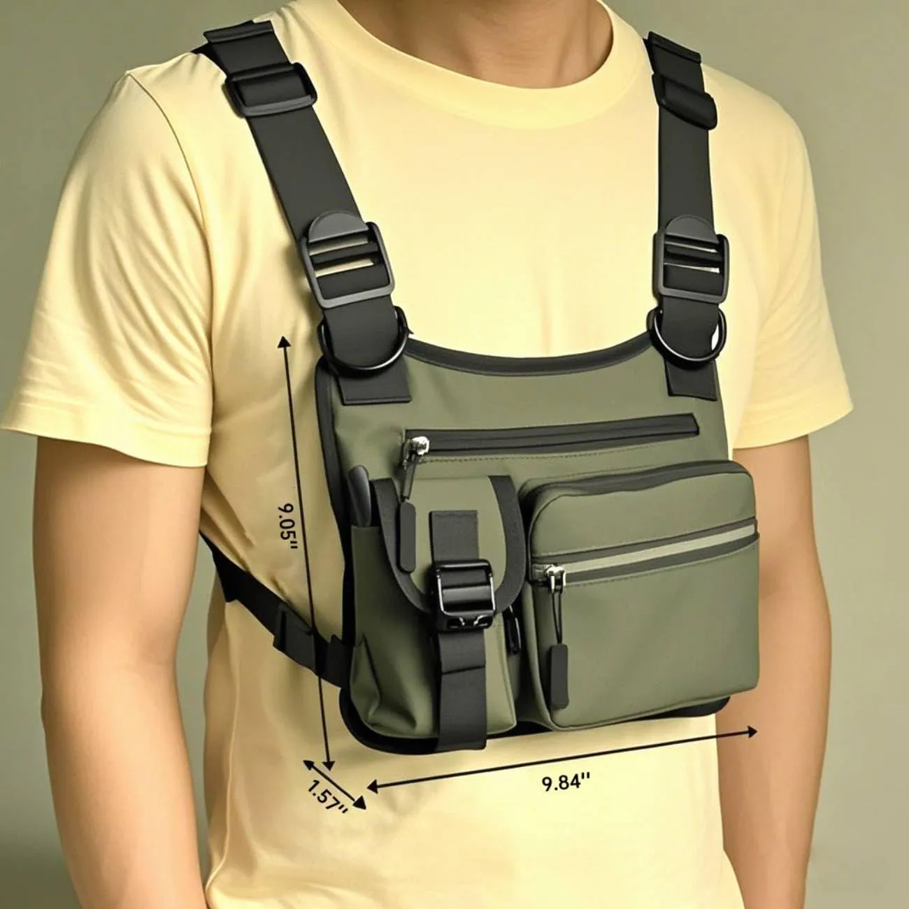 Adjustable Chest Bag for Men - Waterproof Hiking Climbing Backpack with Anti-Theft Design (Grey)