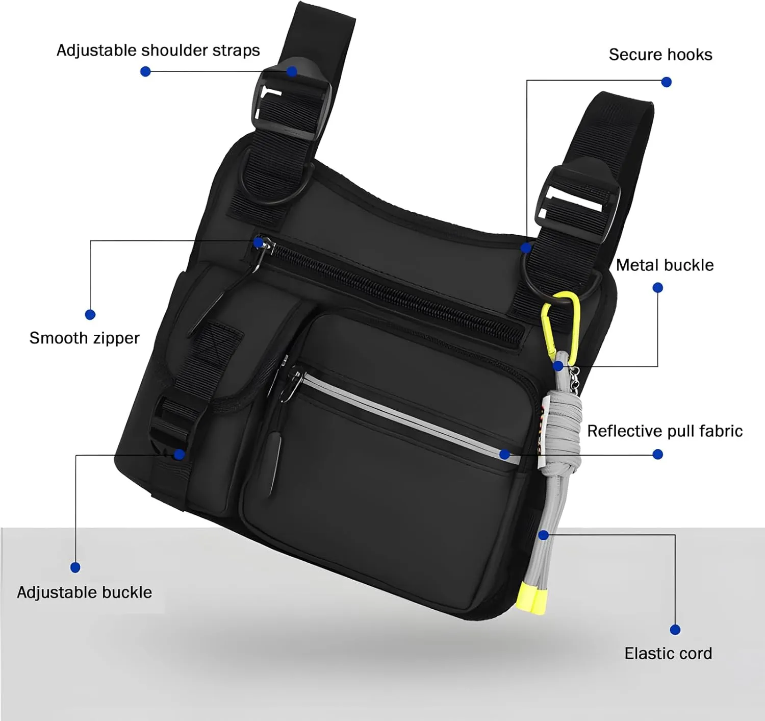 Adjustable Chest Bag for Men - Waterproof Hiking Climbing Backpack with Anti-Theft Design (Grey)