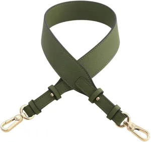 Adjustable Crossbody Bag Replacement Strap - Faux Leather Handbag Shoulder Strap With Metal Clasp - Olive Green