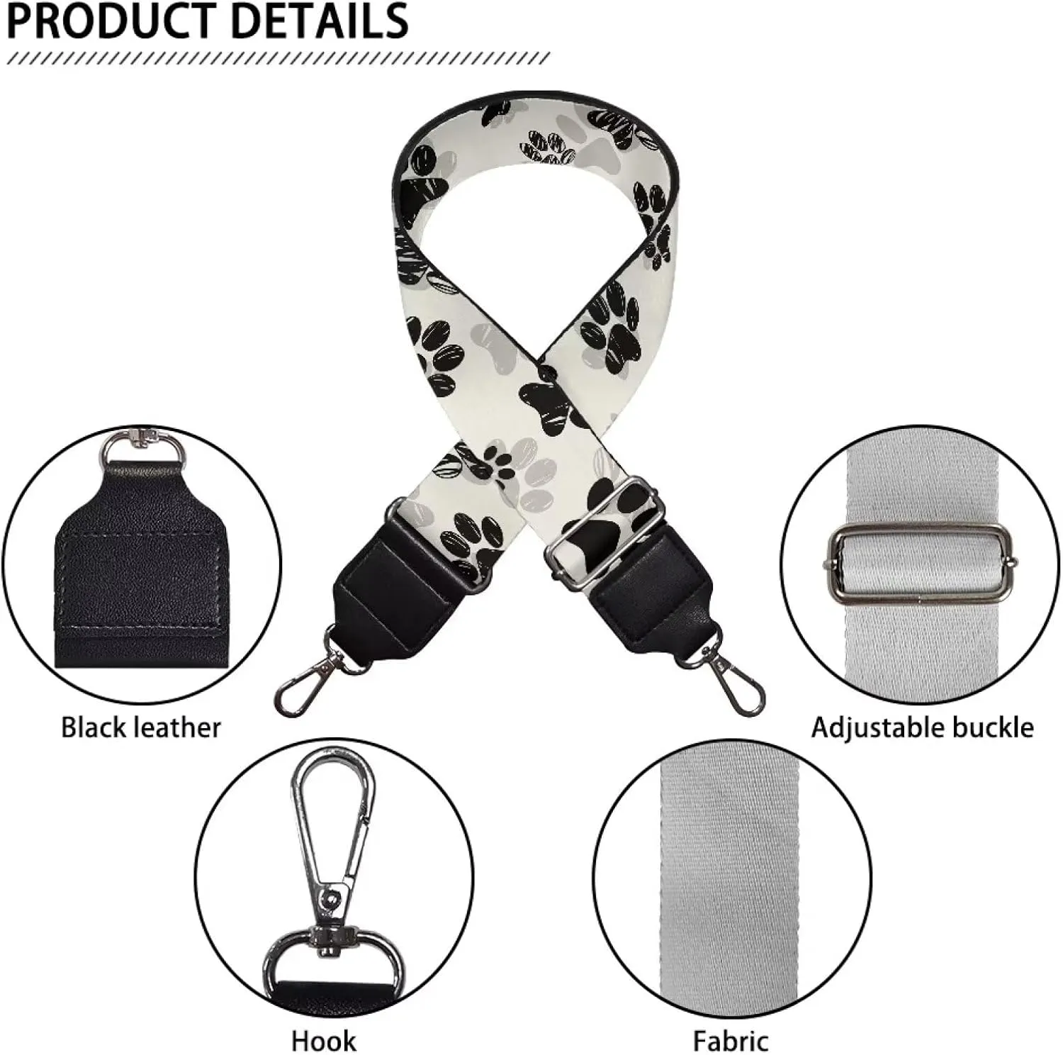 Adjustable Purse Strap Replacement, Wide Shoulder Canvas Bag Strap, Crossbody Handbag Strap