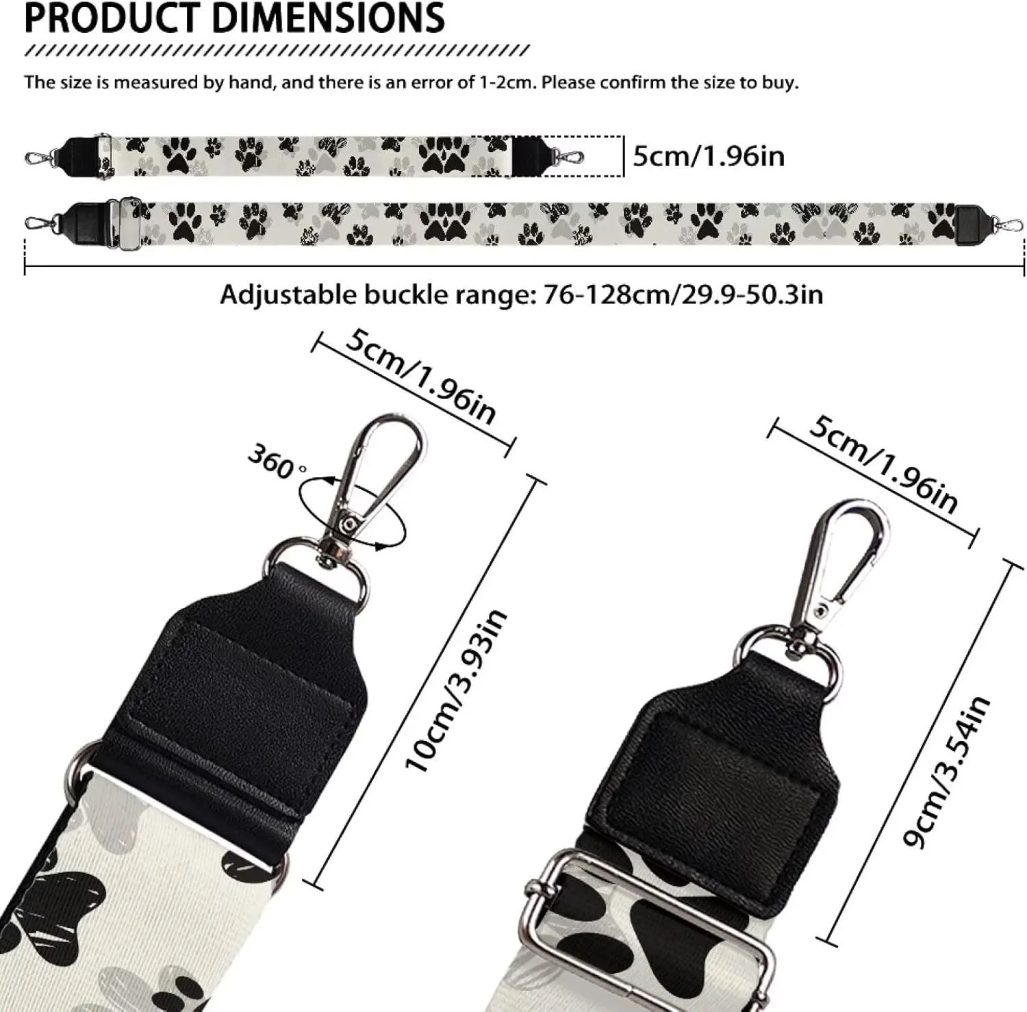 Adjustable Purse Strap Replacement, Wide Shoulder Canvas Bag Strap, Crossbody Handbag Strap