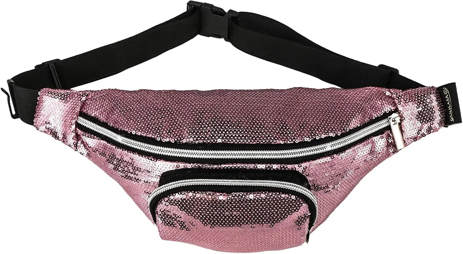 Adjustable Sequins Waist Bag for Women, Shiny Festival Fanny Pack with Zipper Pocket, Glitter Belt for Rave Parties,Crossbody Bags Glitter Fanny Pack Colorful Sequins Waist Pack (Sequin Pink)