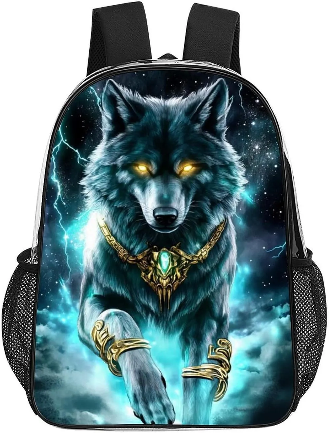 Adults Lightweight Cool Lightnings Cyan Wolf Rucksacks Large Capacity Bookbag Transparent Bag for Trekking Outdoors Bicycle