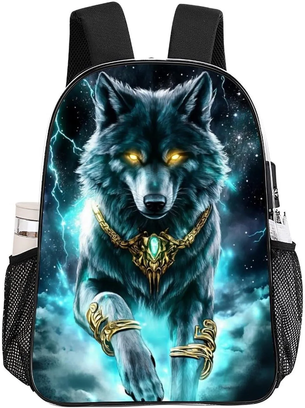 Adults Lightweight Cool Lightnings Cyan Wolf Rucksacks Large Capacity Bookbag Transparent Bag for Trekking Outdoors Bicycle