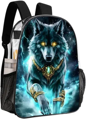 Adults Lightweight Cool Lightnings Cyan Wolf Rucksacks Large Capacity Bookbag Transparent Bag for Trekking Outdoors Bicycle