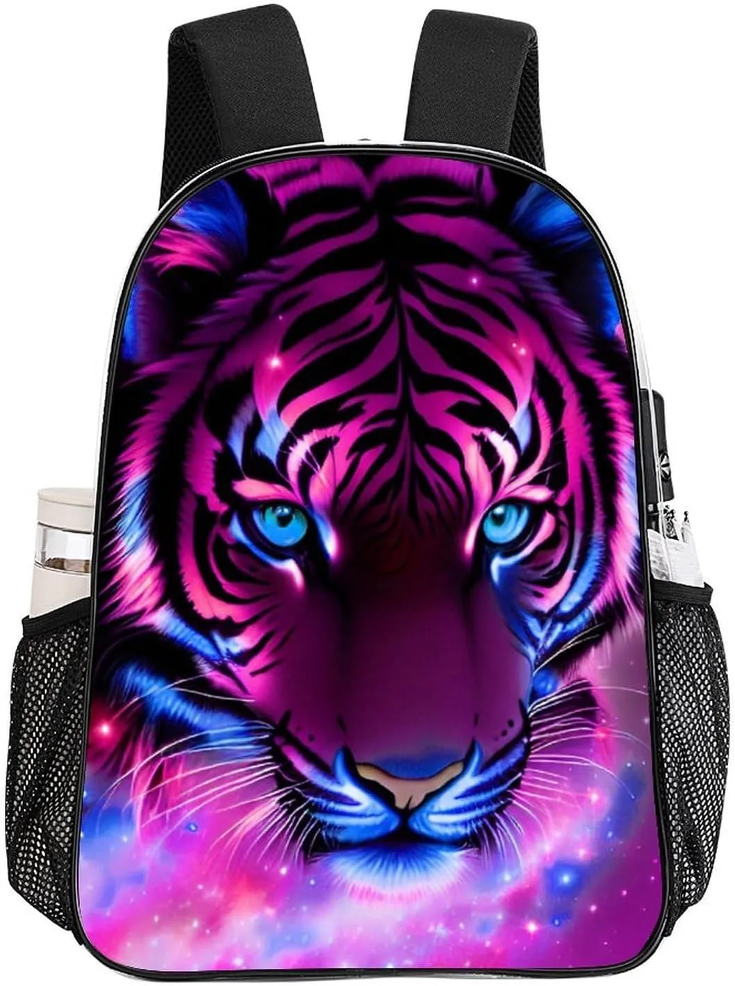 Adults Lightweight Mystic Fantasy Galaxy Sky Fantasy Tiger Wild Animals Boho Style Rucksacks Large Capacity Bookbag Transparent Bag for Trekking Outdoors Bicycle