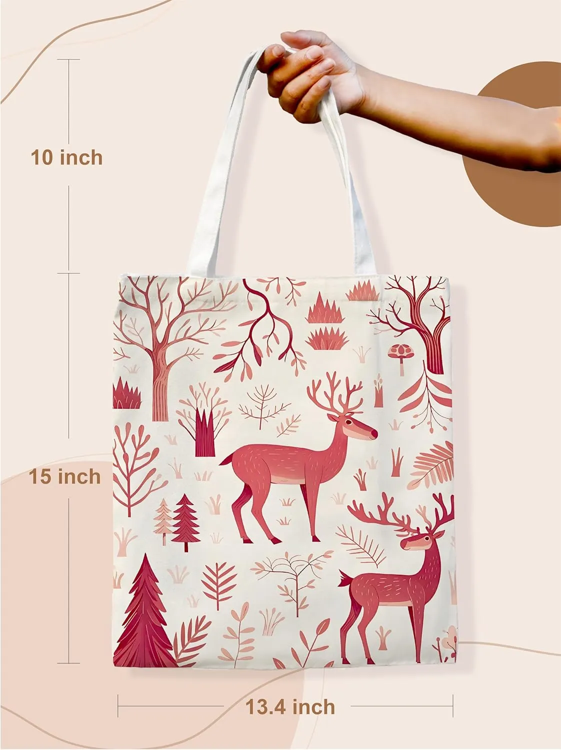 Aesthetic Canvas Tote Bag for Women, Cute Canvas Bag with Inner Pocket, Book Tote Canvas Reusable Grocery Bag