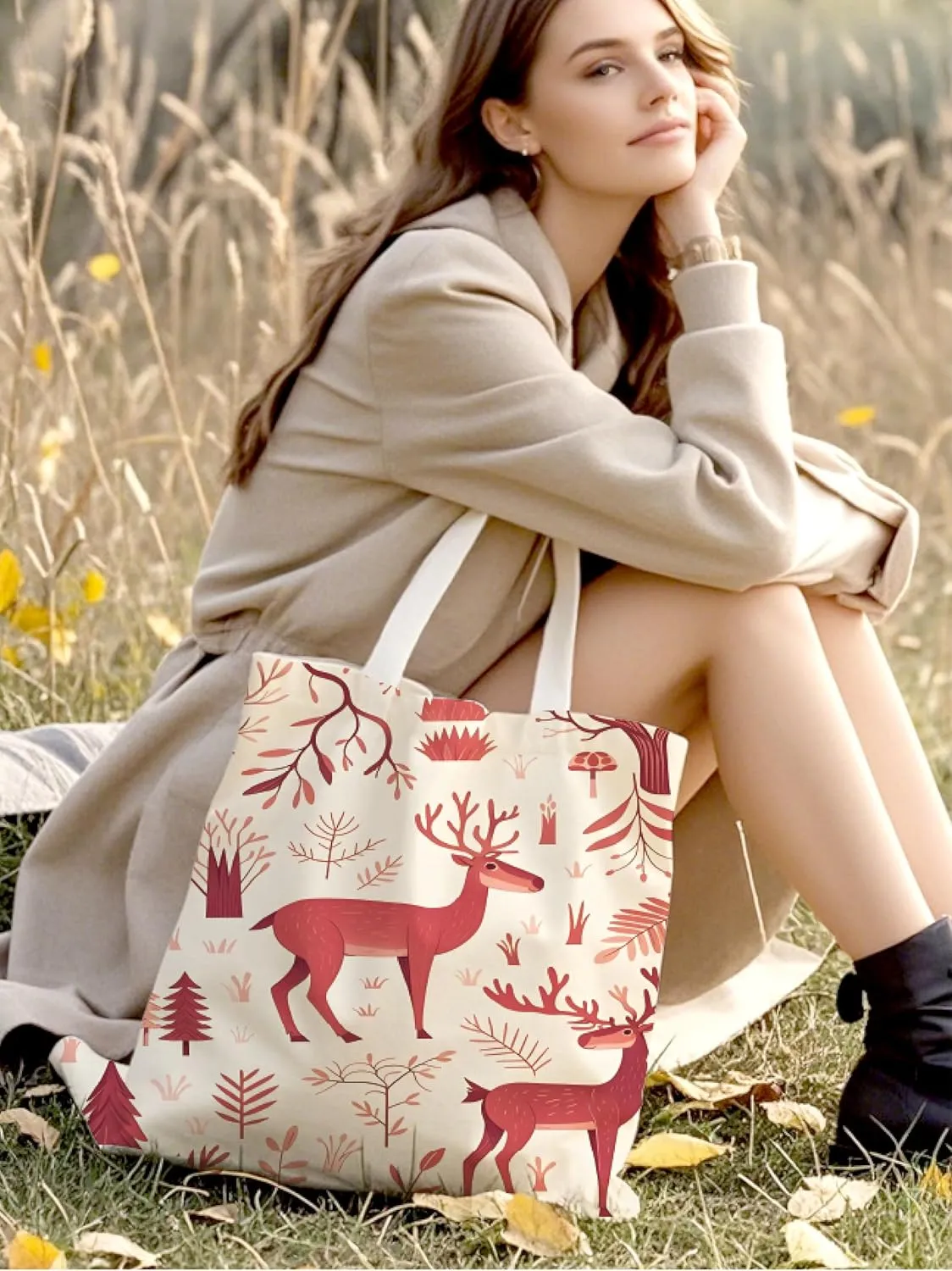 Aesthetic Canvas Tote Bag for Women, Cute Canvas Bag with Inner Pocket, Book Tote Canvas Reusable Grocery Bag