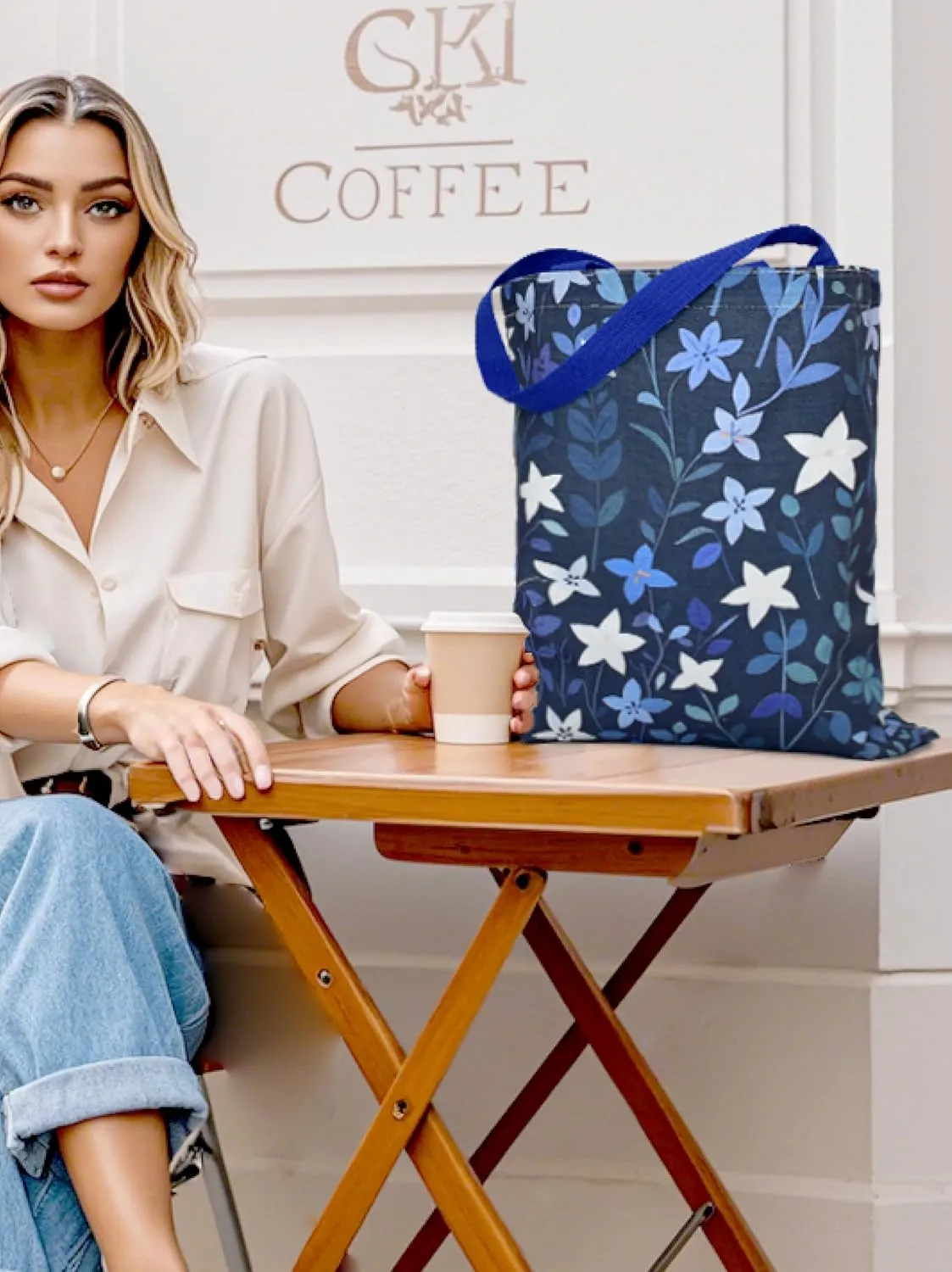 Aesthetic Canvas Tote Bag for Women, Cute Canvas Bag with Inner Pocket, Book Tote Canvas Reusable Grocery Bag