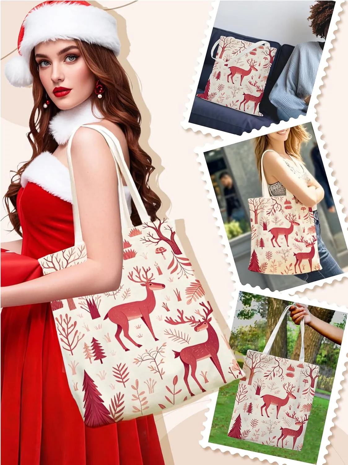 Aesthetic Canvas Tote Bag for Women, Cute Canvas Bag with Inner Pocket, Book Tote Canvas Reusable Grocery Bag