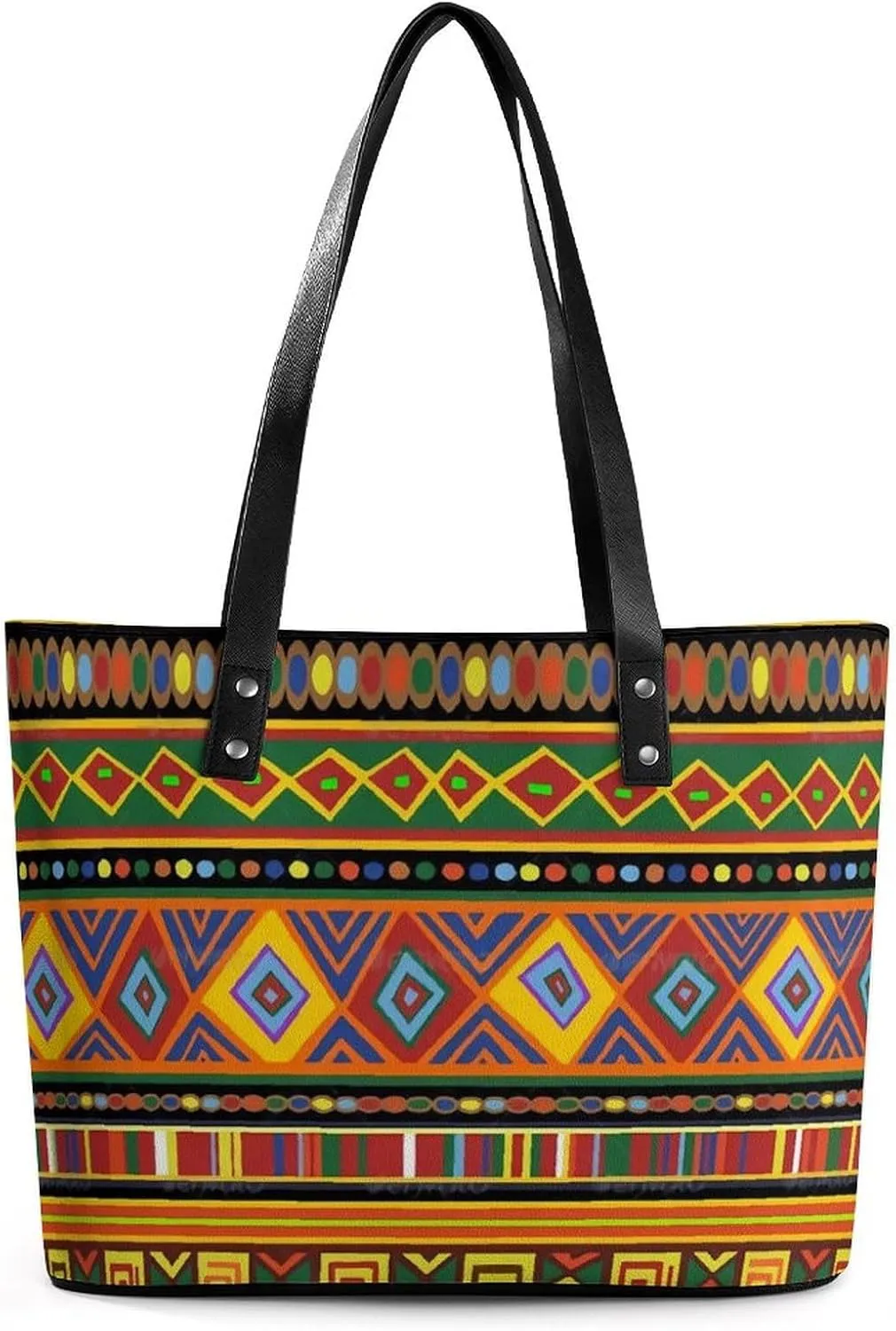 Afrocentric Mud Cloth Print A Leather Handbag with Large Capacity And Portability