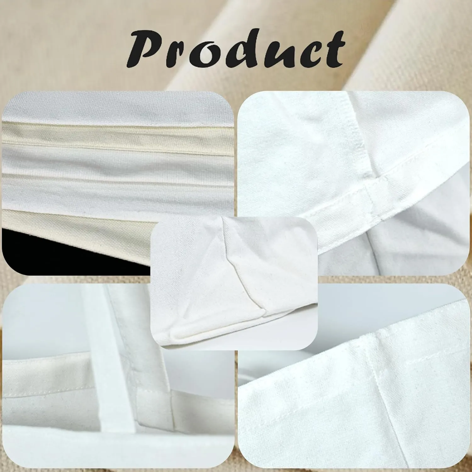 AGH 8 Pack Canvas Tote Bag,Blank Grocery Bags,15x16In Reusable Sublimation Tote Bags for DIY, Heat Transfer and Painting,Polyester Tote Bags for Shopping and Travel.