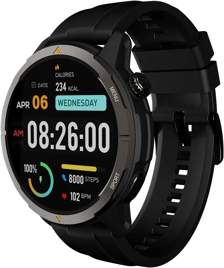 AGM Legion Rugged Smart Watch for Men, 5ATM Waterproof, Shockproof & Drop-proof, 100  Sports Modes, Bluetooth Calling, Compass, Barometer & Altimeter, 1.43" AMOLED Display, Heart Rate & Sleep Tracking