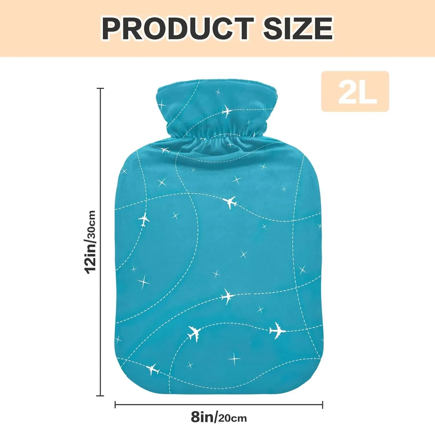 Air Travel Blue Hot Water Bottle with Cute Cover 1L Transparent Hot Water Bags Portable Hot Water Bottles for Neck, Shoulders and Legs Pain Relief, Menstrual Cramps